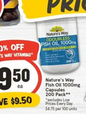 IGA Nature's Way Fish Oil 1000mg Capsules 200 Pack offer
