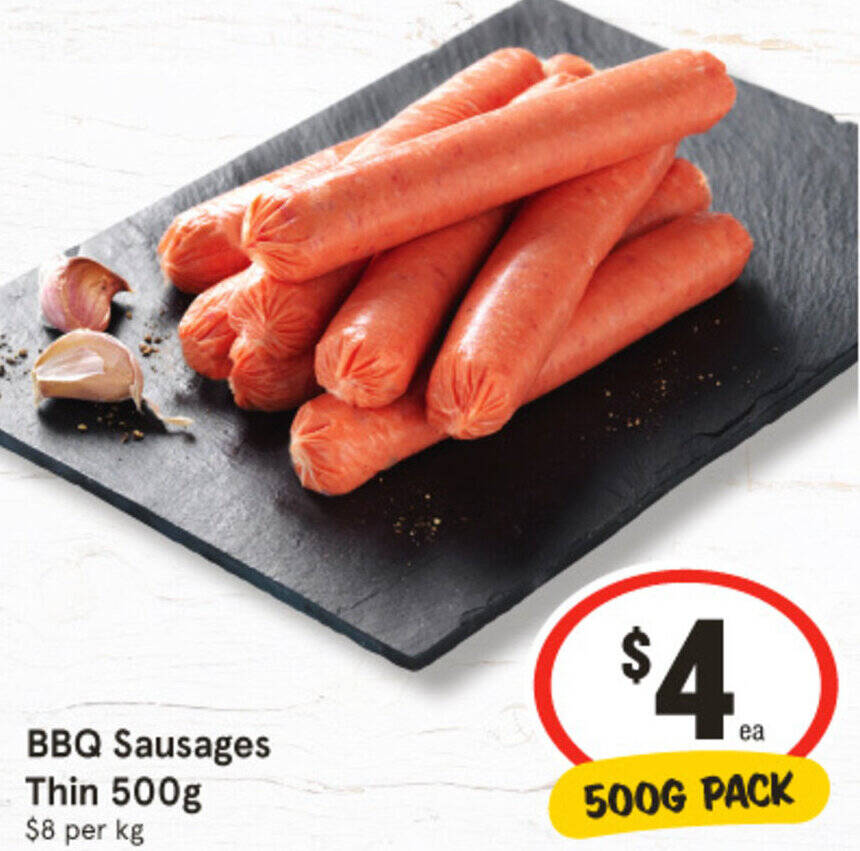 BBQ Sausages Thin 500g offer at IGA