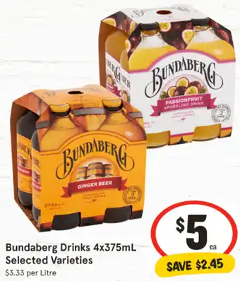 IGA Bundaberg Drinks 4x375mL offer