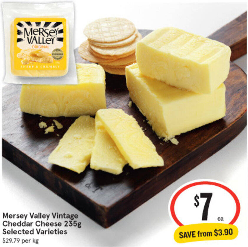 Mersey Valley Vintage Cheddar Cheese 235g offer at IGA