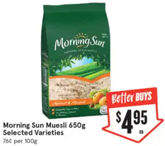 IGA Morning Sun Muesli 650g offer