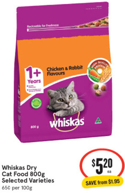 Whiskas Dry Cat Food 800g offer at IGA