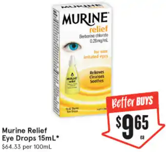 IGA Murine Relief Eye Drops 15mL offer