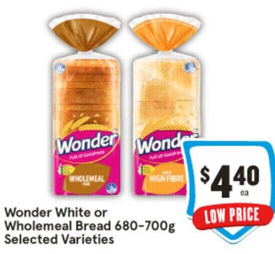 Wonder White or Wholemeal Bread 680700g offer at IGA