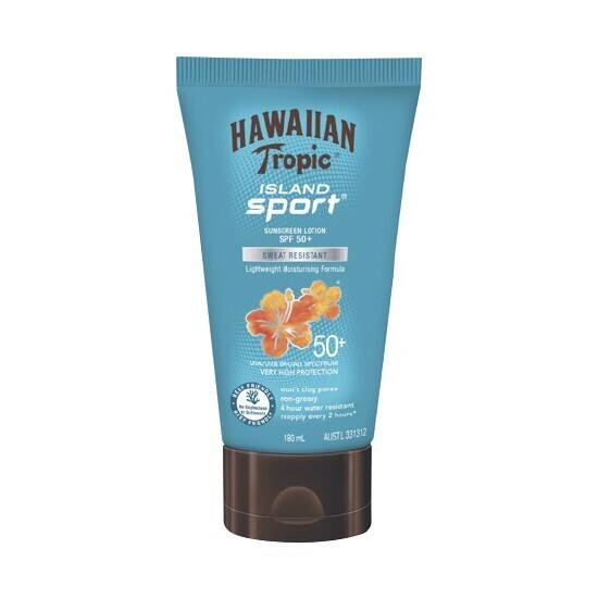 Hawaiian tropic island sport sunscreen lotion spf 50+ sweat resistant