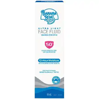 Woolworths Banana boat ultra light face fluid sunscreen lotion spf50+ 50ml offer