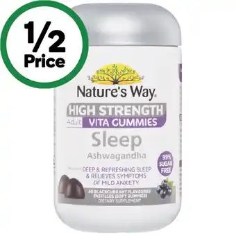 Woolworths Nature's way high strength sleep + ashwagandha adult vita gummies pk 40 offer