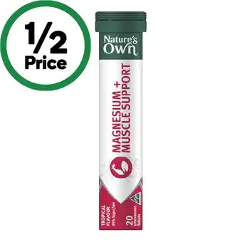 Woolworths Nature's own magnesium + muscle effervescent tablets pk 20 offer