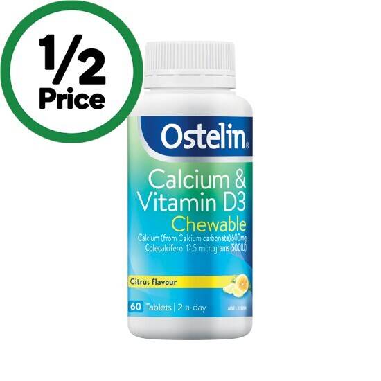 Ostelin vitamin d & calcium chewable tablets pk 60 offer at Woolworths