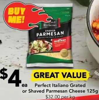 Drakes Perfect Italiano Grated or Shaved Parmesan Cheese 125g offer
