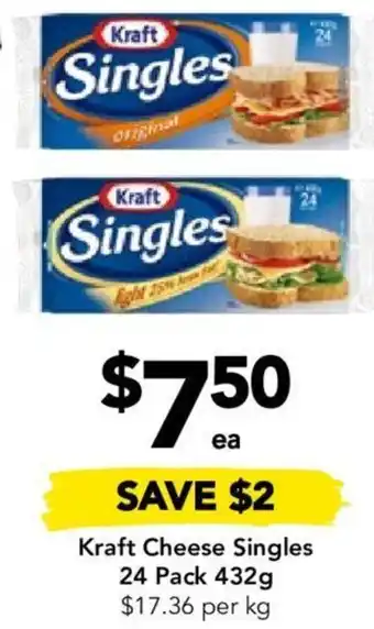 Kraft Cheese Singles 24 Pack 432g