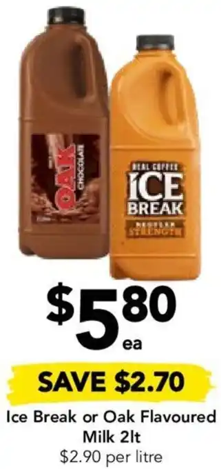 Drakes Ice Break or Oak Flavoured Milk 2lt offer