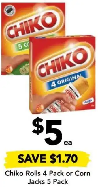 Drakes Chiko Rolls 4 Pack or Corn Jacks 5 Pack offer