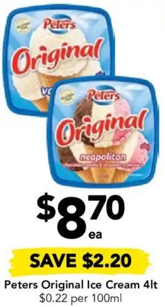Drakes Peters Original Ice Cream 4lt offer
