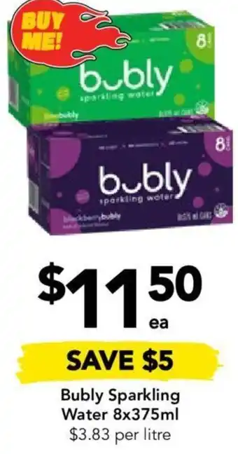 Drakes Bubly Sparkling Water 8x375ml offer