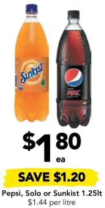 Pepsi, Solo or Sunkist 1.25lt
