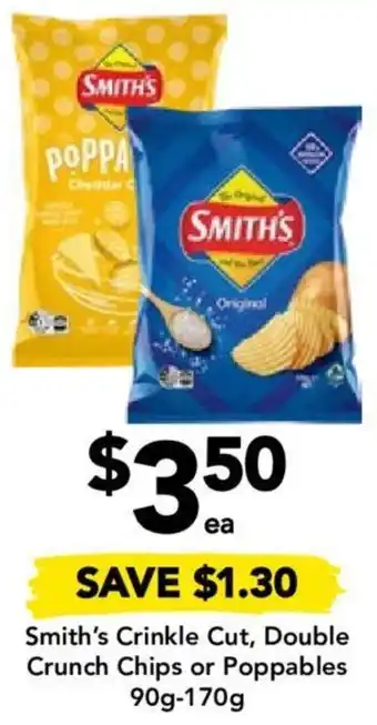 Drakes Smith's Crinkle Cut, Double Crunch Chips or Poppables 90g-170g offer