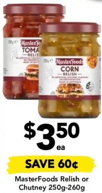 Drakes MasterFoods Relish or Chutney 250g-260g offer