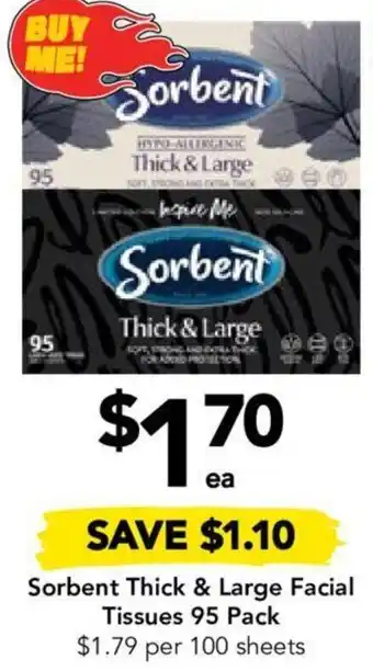 Drakes Sorbent Thick & Large Facial Tissues 95 Pack offer