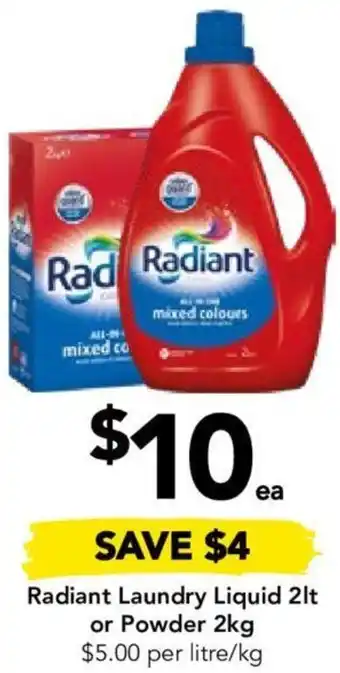 Drakes Radiant Laundry Liquid 2lt or Powder 2kg offer