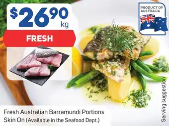 Foodland Fresh Australian Barramundi Portions Skin On offer