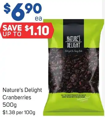 Foodland Nature's Delight Cranberries 500g offer