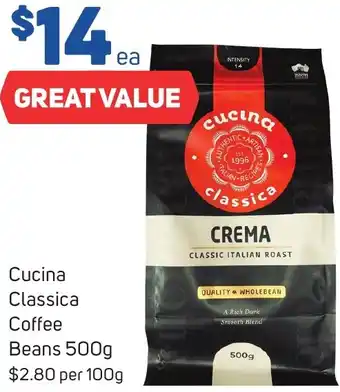 Foodland Cucina Classica Coffee Beans 500g offer