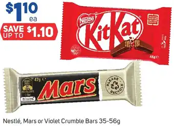 Foodland Nestlé, Mars or Violet Crumble Bars 35-56g offer