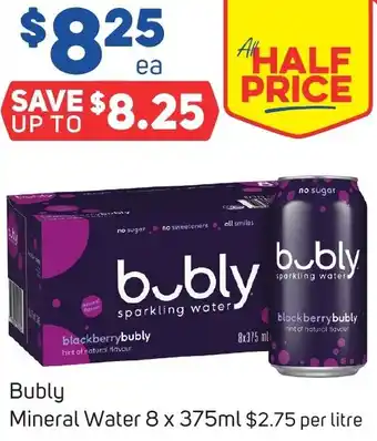 Foodland Bubly Mineral Water 8 x 375ml offer