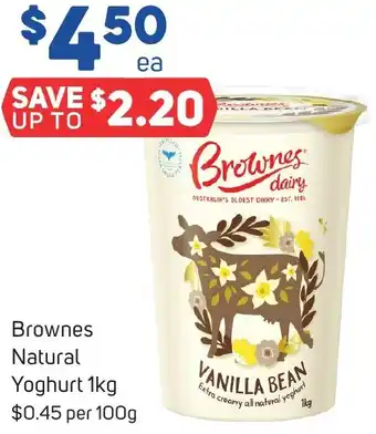 Foodland Brownes Natural Yoghurt 1kg offer