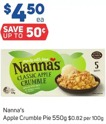 Foodland Nanna's Apple Crumble Pie 550g offer