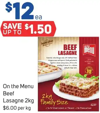 Foodland On the Menu Beef Lasagne 2kg offer