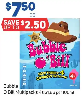 Foodland Bubble O Bill Multipacks 4s offer