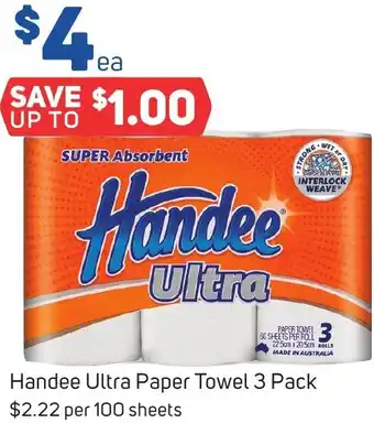 Foodland Handee Ultra Paper Towel 3 Pack offer