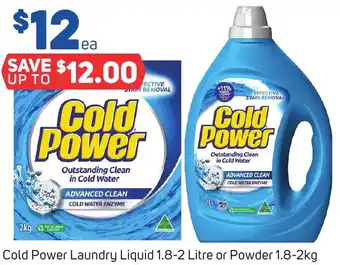 Foodland Cold Power Laundry Liquid 1.8-2 Litre or Powder 1.8-2kg offer