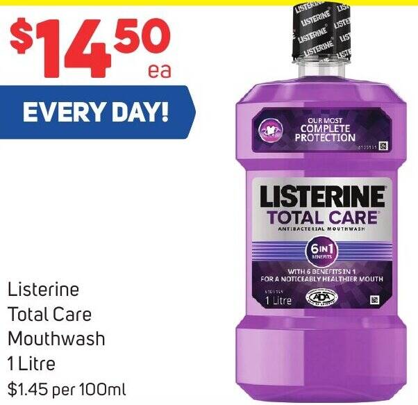 Listerine Total Care Mouthwash 1 Litre offer at Foodland