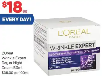Foodland L'Oreal Wrinkle Expert Day or Night Cream 50ml offer