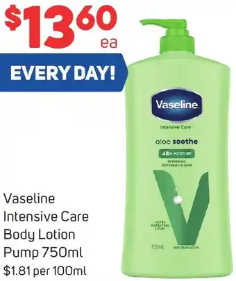 Foodland Vaseline Intensive Care Body Lotion Pump 750ml offer