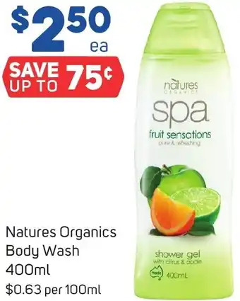 Foodland Natures Organics Body Wash 400ml offer