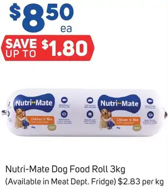 Foodland Nutri-Mate Dog Food Roll 3kg offer