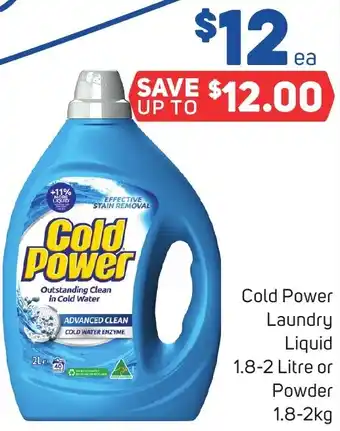 Foodland Cold Power Laundry Liquid 1.8-2 Litre or Powder 1.8-2kg offer