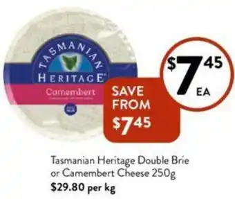 Tasmanian Heritage Double Brie or Camembert Cheese 250g