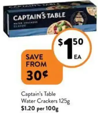 Foodworks Captain's Table Water Crackers 125g offer
