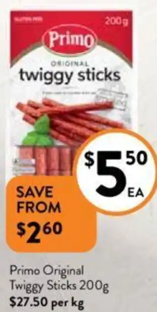 Foodworks Primo Original Twiggy Sticks 200g offer