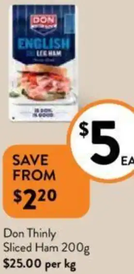 Foodworks Don Thinly Sliced Ham 200g offer