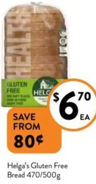 Foodworks Helga's Gluten Free Bread 470/500g offer