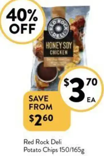 Foodworks Red Rock Deli Potato Chips 150/165g offer