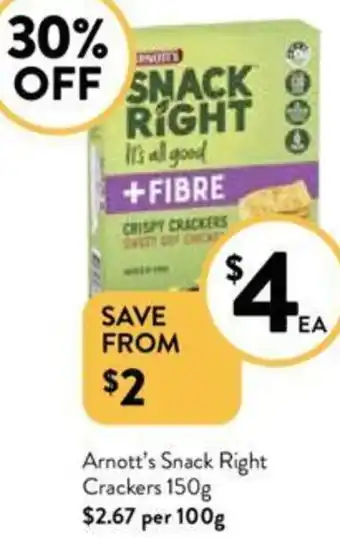 Foodworks Arnott's Snack Right Crackers 150g offer