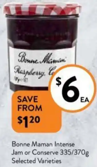 Foodworks Bonne Maman Intense Jam or Conserve 335/370g offer