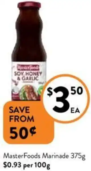 Foodworks MasterFoods Marinade 375g offer